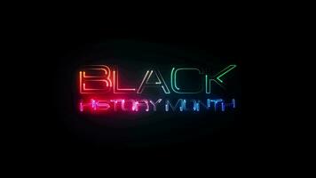 Black History Month glow colorful neon laser text animation video