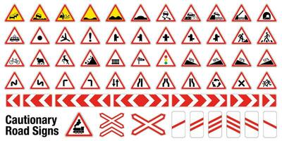 Traffic signs on the red triangle. Big vector collection