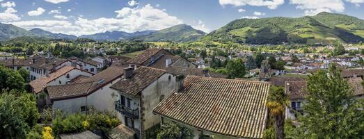 View of the landscape of Pays Basque near Saint Jean Pied de Port, France photo