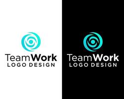 Circle teamwork partnership employee logo design. vector