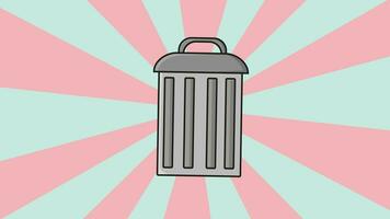 Animé vidéo de une poubelle pouvez icône avec une tournant Contexte video