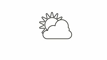 animated video of a sketch icon of the sun behind the clouds