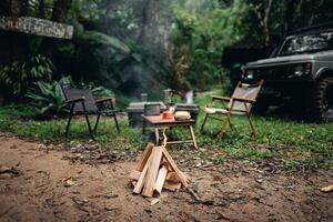 Campfire in the rainforest photo