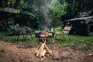 Campfire in the rainforest photo