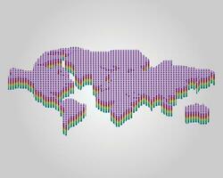 isometric dot of world map for global connection banner vector