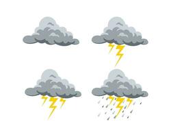 Clouds rain thunderstorm vector set