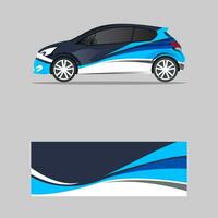 wrapping car decal wavy style blue design vector
