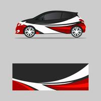 wrapping car decal red wave trendy design vector