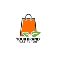 natural material shopping bag logo design vector