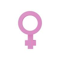 International 3D render pink female symbol. Realistic girl gender, Vector illustration sex concept. feminine element about women. Love power. Lady union
