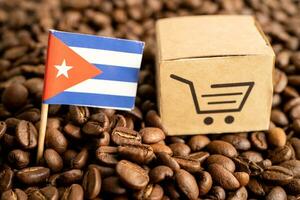 Cuba flag on coffee bean, import export trade online commerce concept. photo