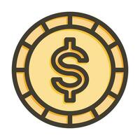 Coin Vector Thick Line Filled Colors Icon For Personal And Commercial Use.