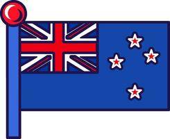 New zealand country nation flag on flagpole vector