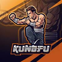 Kungfu esport mascot logo design vector