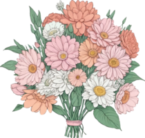 tecknad serie söt blomma buketter ,ClipArt , tecknad serie ClipArt , ai-genererad png