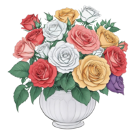 Colorful rose flower arrangement ,AI generated , Clip Art png