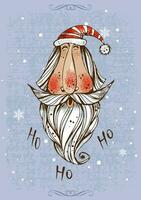 Christmas card with Santa Claus.  Ho ho ho.  Vector. vector
