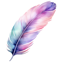 Beautiful watercolor bird feather. AI Generative png