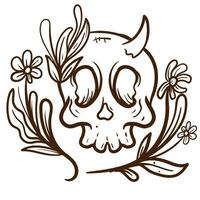 Simple Skull hand Drawing Line doodle. Illustration Good for design tshirt and simple tattoos vector