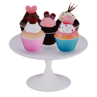 Cup cakes 3D isolated on a transparent background . Bakery . 3D Rendering png