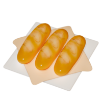 Bread Baguette 3D isolated on a transparent background . Bakery . 3D Rendering png