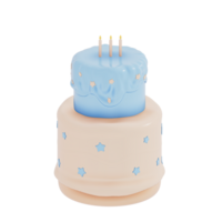 anniversaire gâteau fête élément sur transparent arrière-plan, coloré délicieux desserts . 3d le rendu png