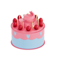 Birthday cake party element on transparent background, Colorful delicious desserts . 3D rendering png