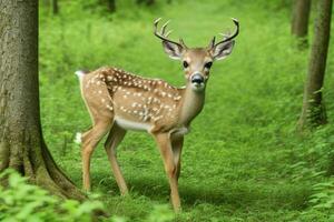 deer in forest. AI Generative Pro Photo