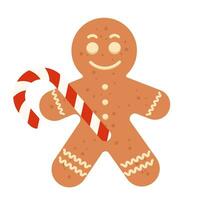 Gingerbread man with lollipop isolated on transparent background vector