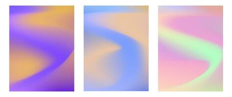 Set of vertical background with Holographic modern neon gradient overflow waves vector