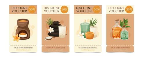 Set of discount voucher for spa treatments vector