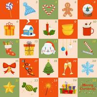 Christmas advent calendar with decorative holiday elements vector