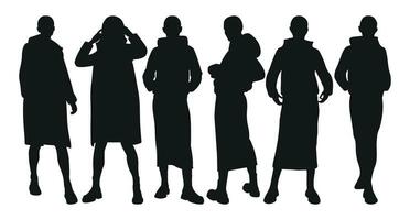 Image of female silhouettes. Woman, female, maiden, lass, lady, girl vector