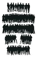 Image of crowd silhouette, group of people. Male and female body shapes vector