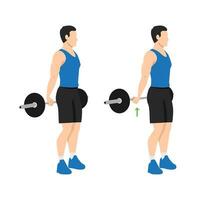 Man doing Behind the back standing wrist curls exercise. vector