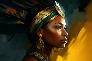 African woman warrior digital art. Generate Ai photo
