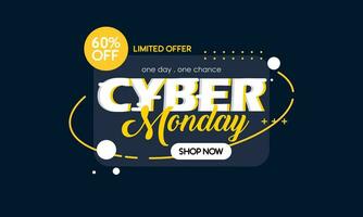 Gradient Cyber Monday Sale Banner Isolated on Dark Background vector