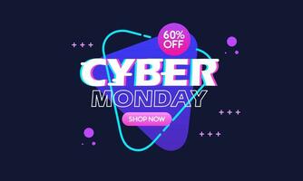 Gradient Cyber Monday Sale Banner Isolated on Dark Background vector