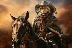 Unique Cowboy banner portrait. Generate ai photo