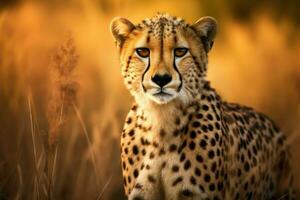 Powerful Wild cheetah animal nature. Generate Ai photo