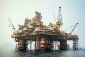 Offshore Sea petroleum platform. Generate Ai photo