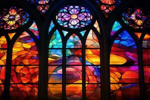 Multicolored Colorful church window. Generate Ai photo