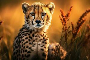 Elusive Wild cheetah animal nature. Generate Ai photo