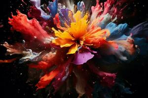 Radiant Space colorful explosion. Powder color smoke photo