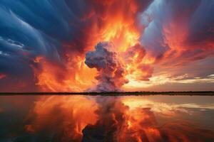 efímero nube puesta de sol explosión. generar ai foto