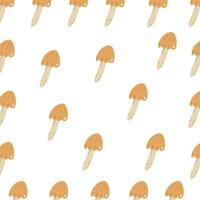 Seamless pattern with cartoon mushrooms on white background vector