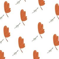 Autumn leaves pattern with twig , isolated on white background vector
