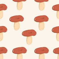 brown mushrooms vector flat pattern