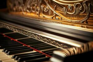 Weathered Closeup old piano. Generate Ai photo