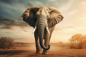 Beautiful elephant wildlife. Generate Ai photo